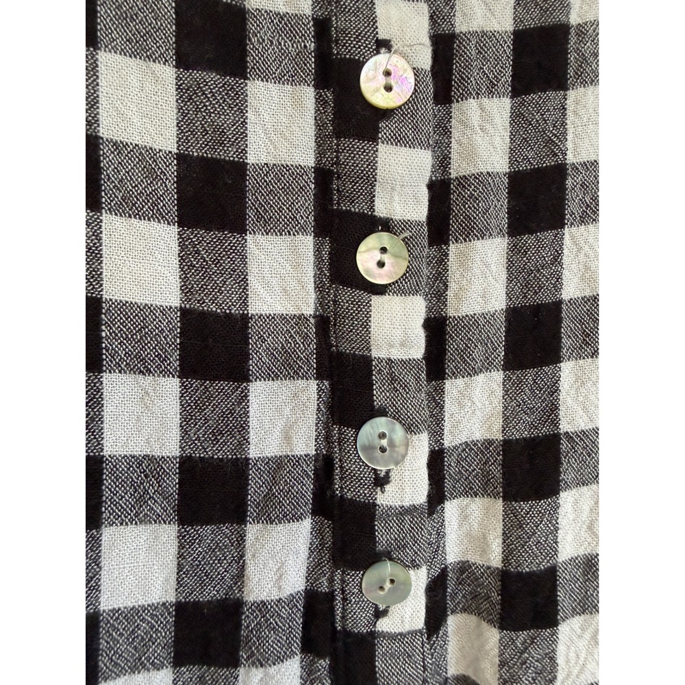 Jane + Delancey Womens Gingham Checkered Henley Blouse Black White Large - Picture 10 of 10